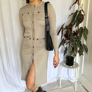 Vintage 60s Safari Long Knit Cardigan